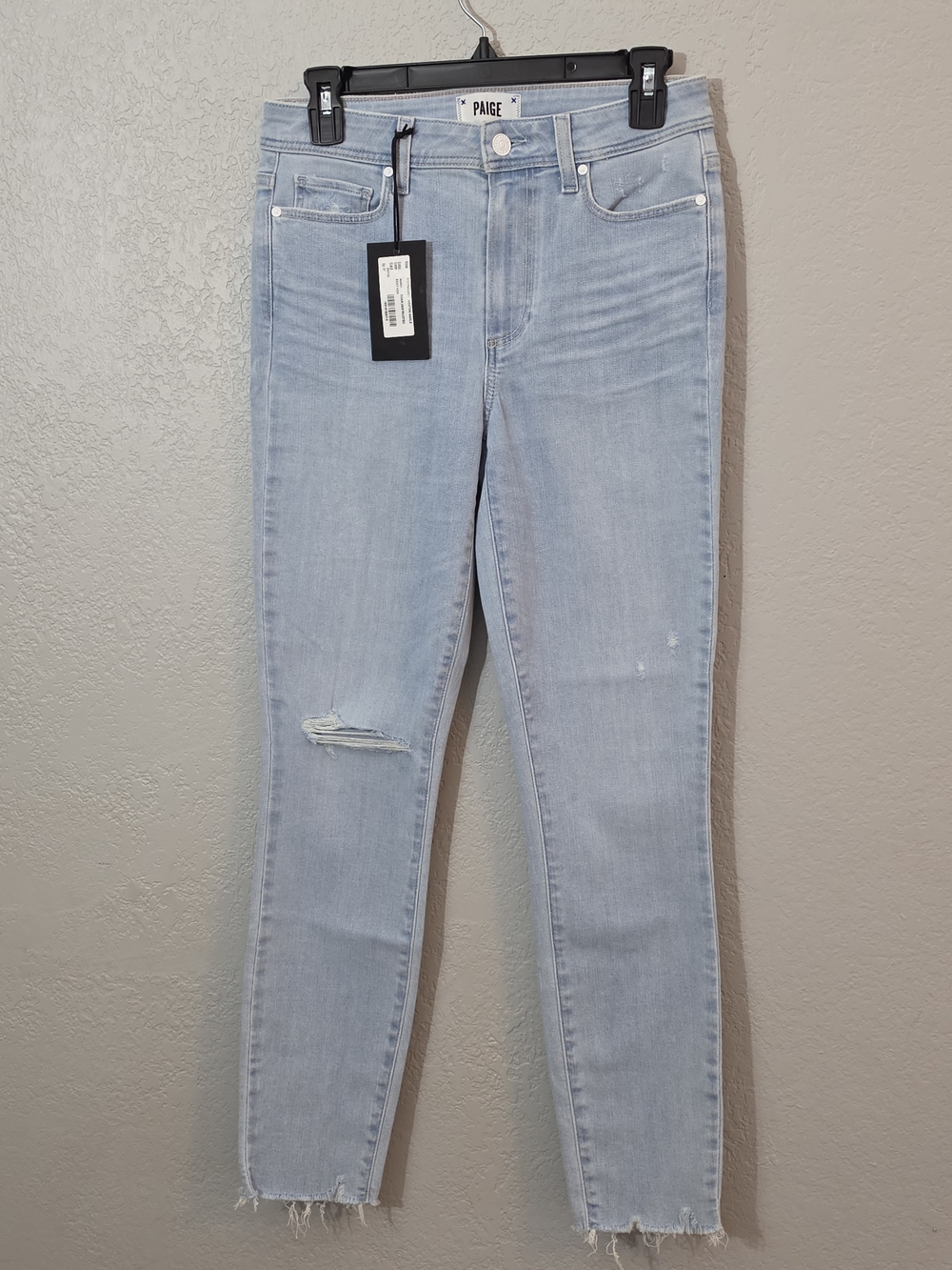 NWT PAIGE Hoxton Ankle Jeans Light Wash High Rise Distressed Womens 27